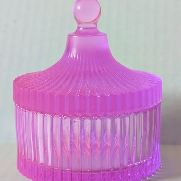 Small Fluted Pink Coloured Resin Jar