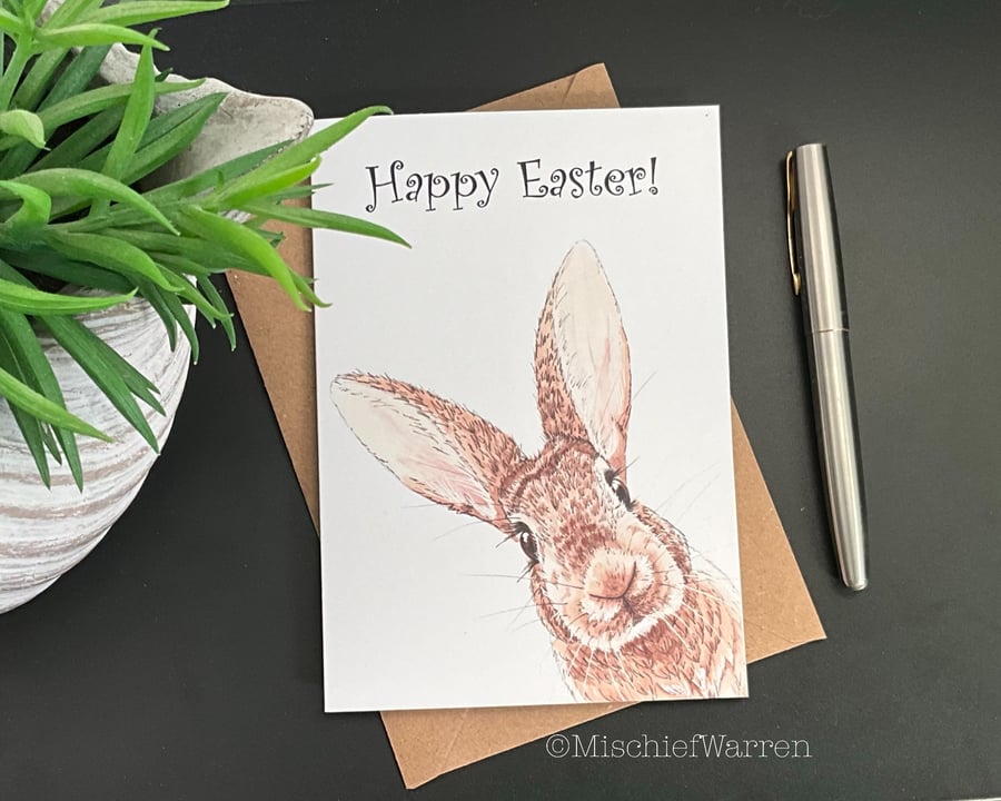 Rabbit Art Card. Blank or Personalised card for any occasion.