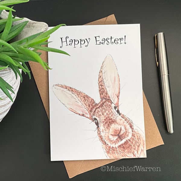 Rabbit Art Card. Blank or Personalised card for any occasion.