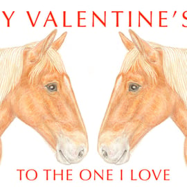 Two Horses Nose to Nose - Valentine Card