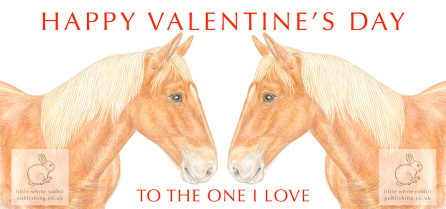 Two Horses Nose to Nose - Valentine Card