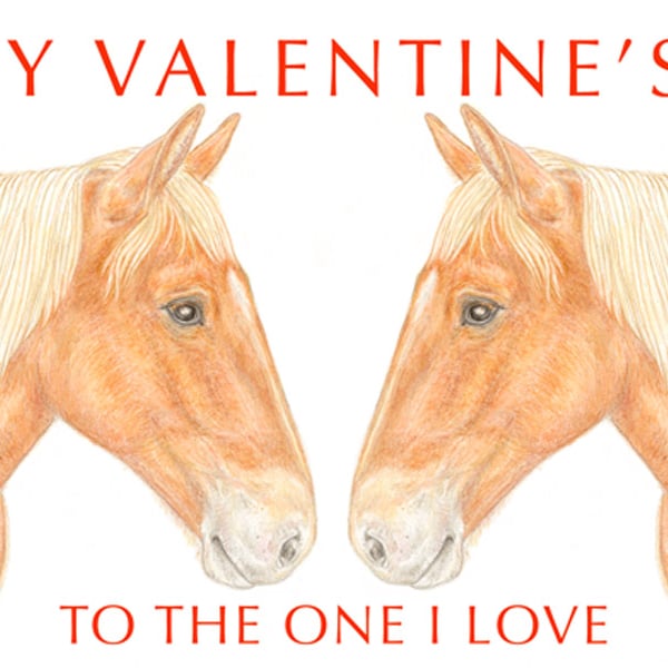 Two Horses Nose to Nose - Valentine Card