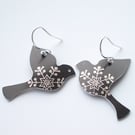 Christmas dove earrings in black with snowflake print