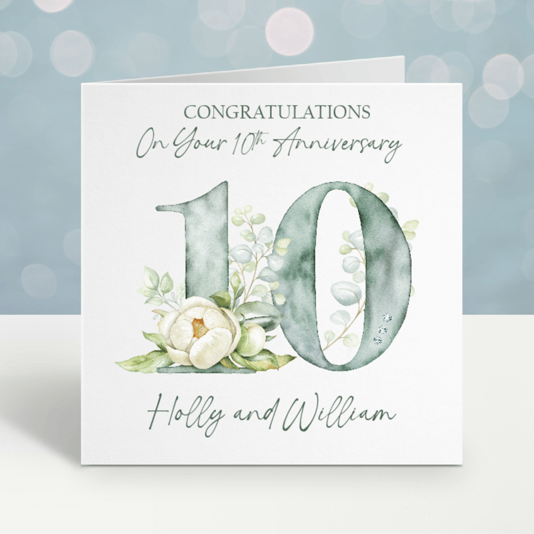 Handmade Personalised 10th Wedding Anniversary Card