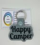 Embroidered Happy Camper quote Keyring - Image 1