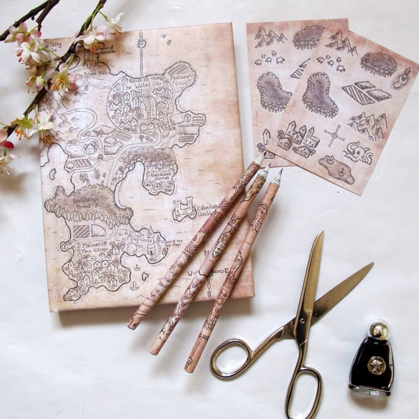 Fantasy Map Themed Stationery Set