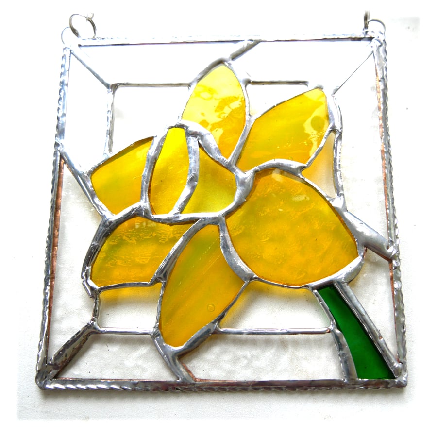 Daffodil Stained Glass Framed Suncatcher Spring Flower 044