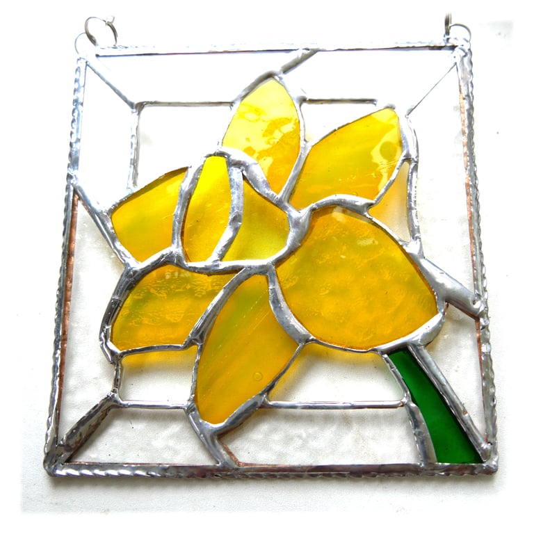 Daffodil Stained Glass Framed Suncatcher Spring Flower 044