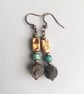 Earthy brown-grey green boho drop dangle Earring - Image 2