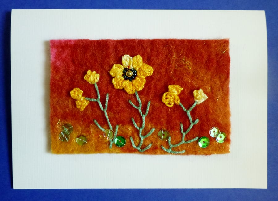 card with orange poppies