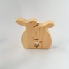 Wooden Rabbit Hug ornament