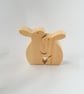 Wooden Rabbit Hug ornament