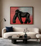 African Gorilla Canvas Textile Wall Art with a Frame