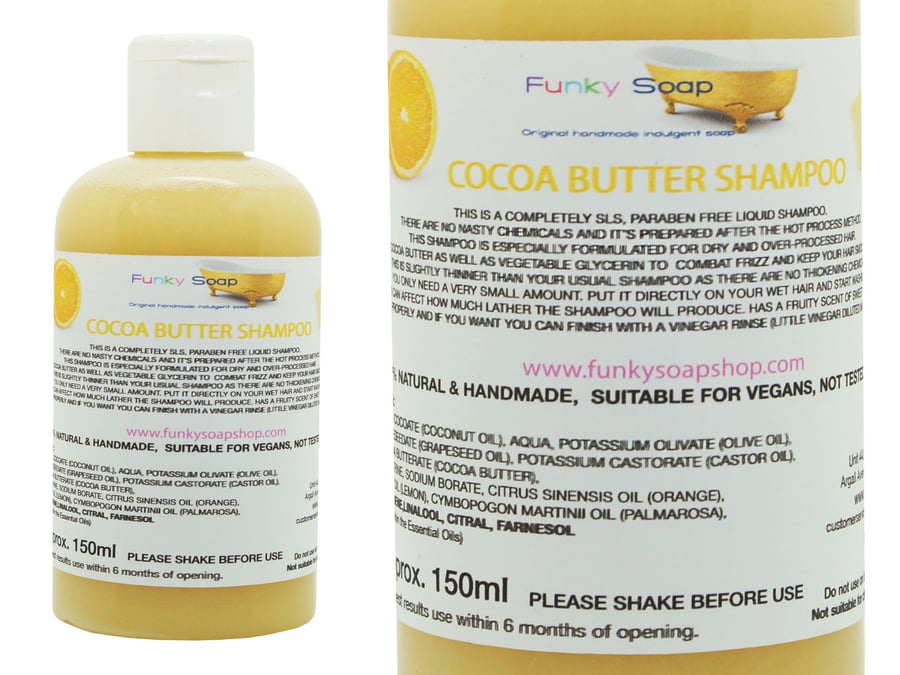 1bottle Liquid Cocoa Butter Shampoo 100% Natural SLS Free 150ml