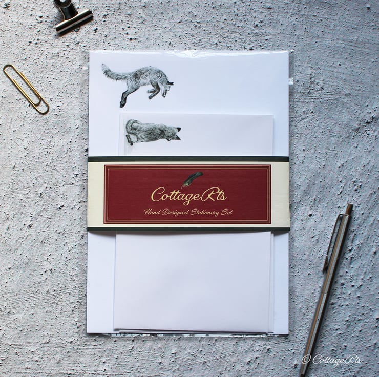 Fox Letter Writing Paper Hand Designed By Cotta... - Folksy