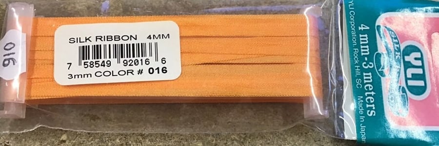 YLI Silk Ribbon - 4mm Wide x 3m Long - Orange - Shade 016