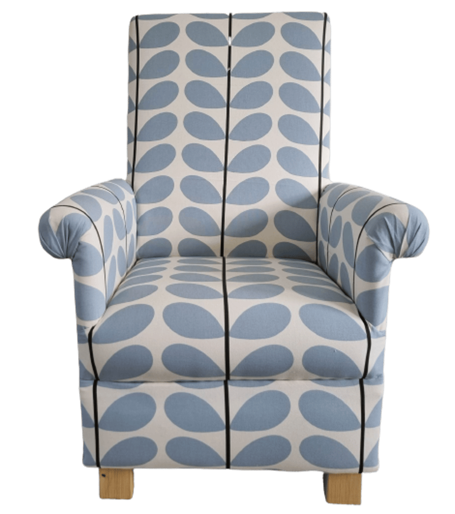 Orla Kiely Two Stem Powder Blue Fabric Adult Chair Armchair Cream Nursery Small