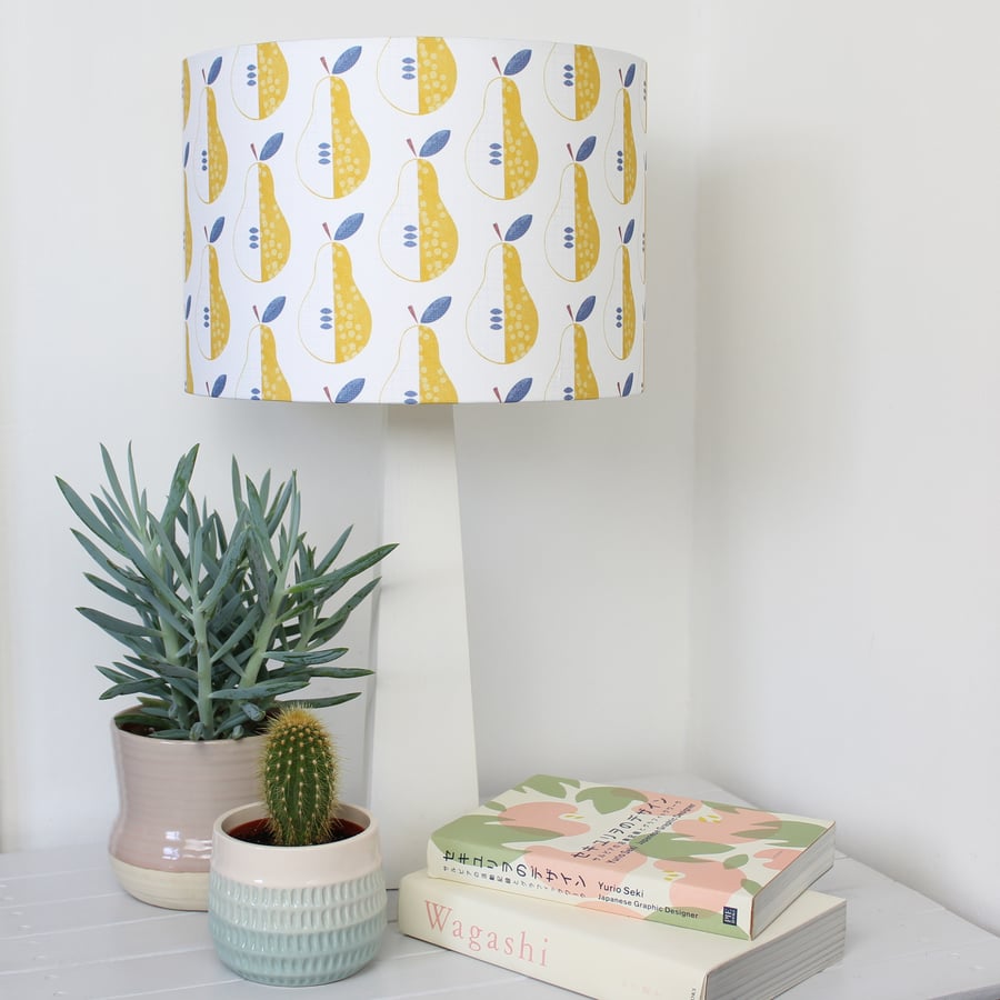 Yellow Pear Fabric Lampshade