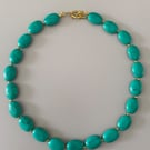 Handmade Natural Green Stone Necklace with Gold Filled Toggle Clasp