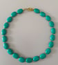 Handmade Natural Green Stone Necklace with Gold Filled Toggle Clasp
