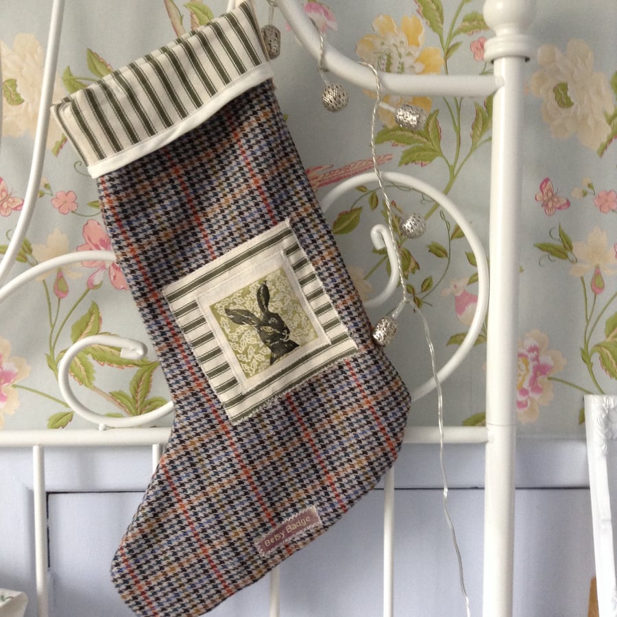 Hand printed Christmas Stocking