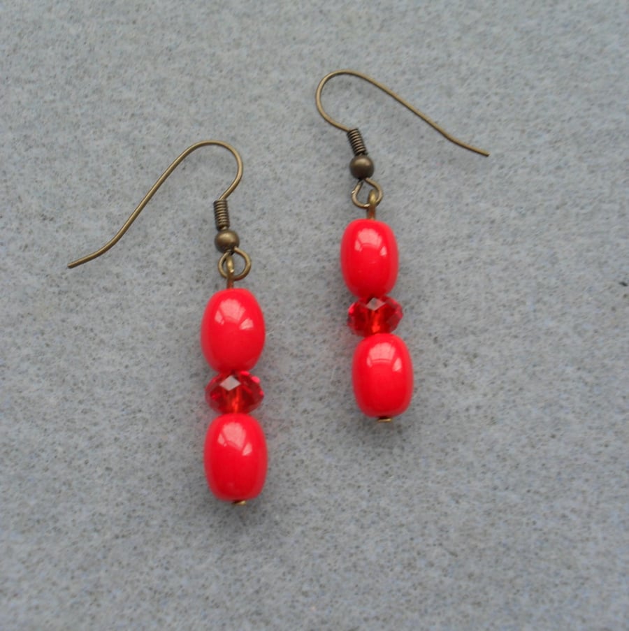 Red Czech Glass Earrings