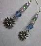 Pastel Pale Pink Lilac & Green Beaded Daisy Whimsy Garden Dangle Earrings - Image 4
