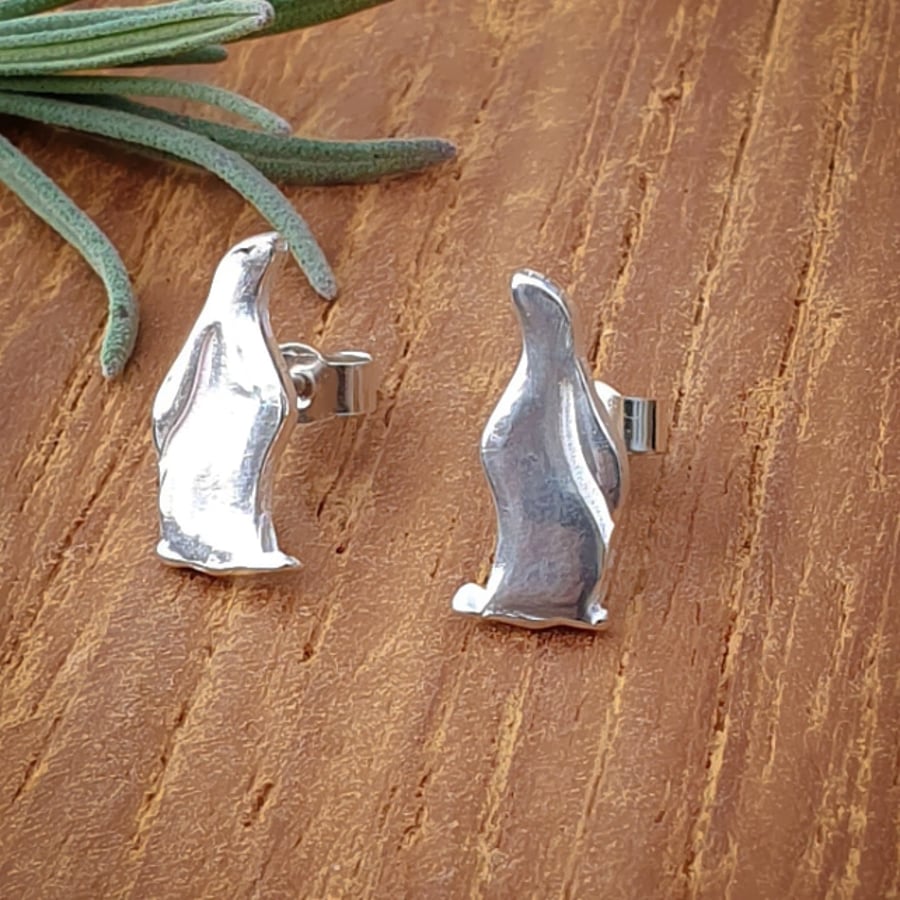 Fine Silver Hare Stud Earrings