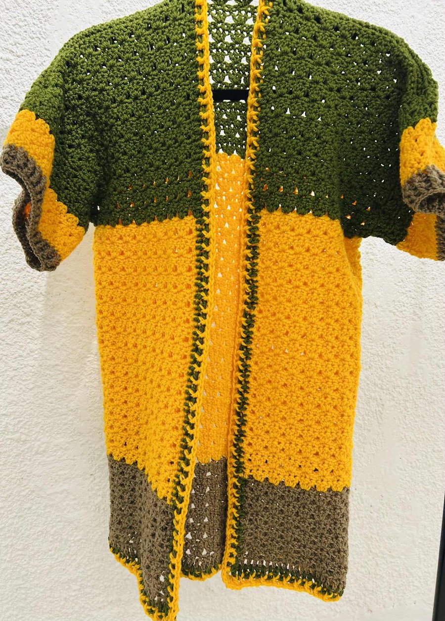 Sunflower colored long cardigan