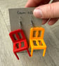 Red and Yellow Stacking Chair Earrings - Upcycled