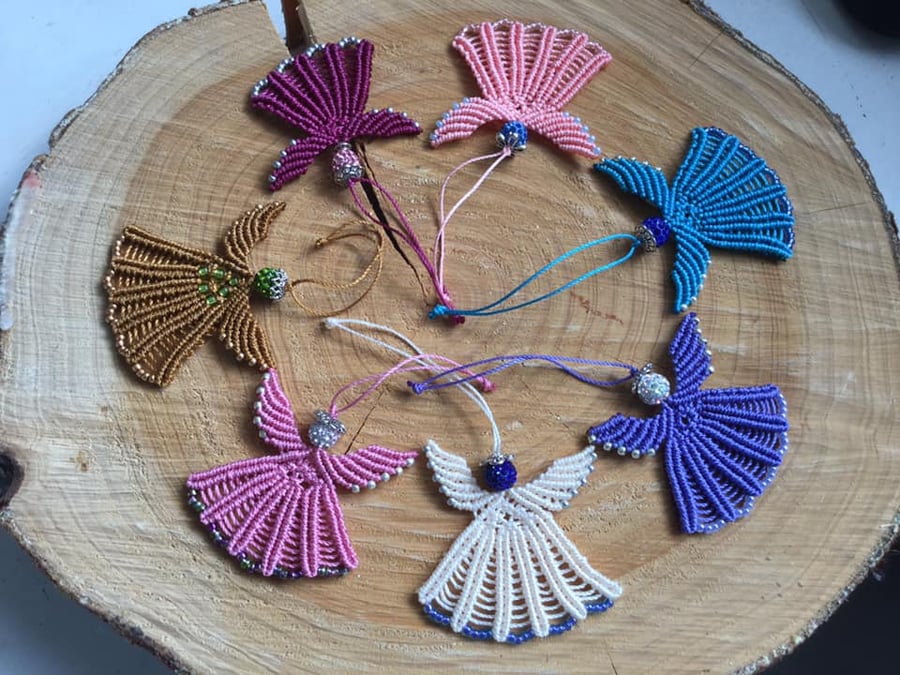 Cute macrame Christmas Angel decorations, beaded decoration, gift, xmas 