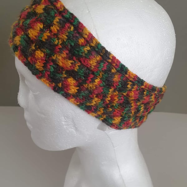 Cable Knitted Headband Ear Warmer Multicoloured