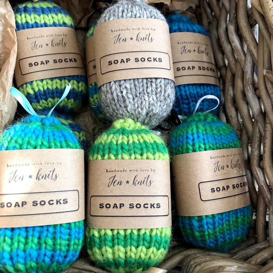 Hand knitted self felting soap sock - Grey - eco friendly