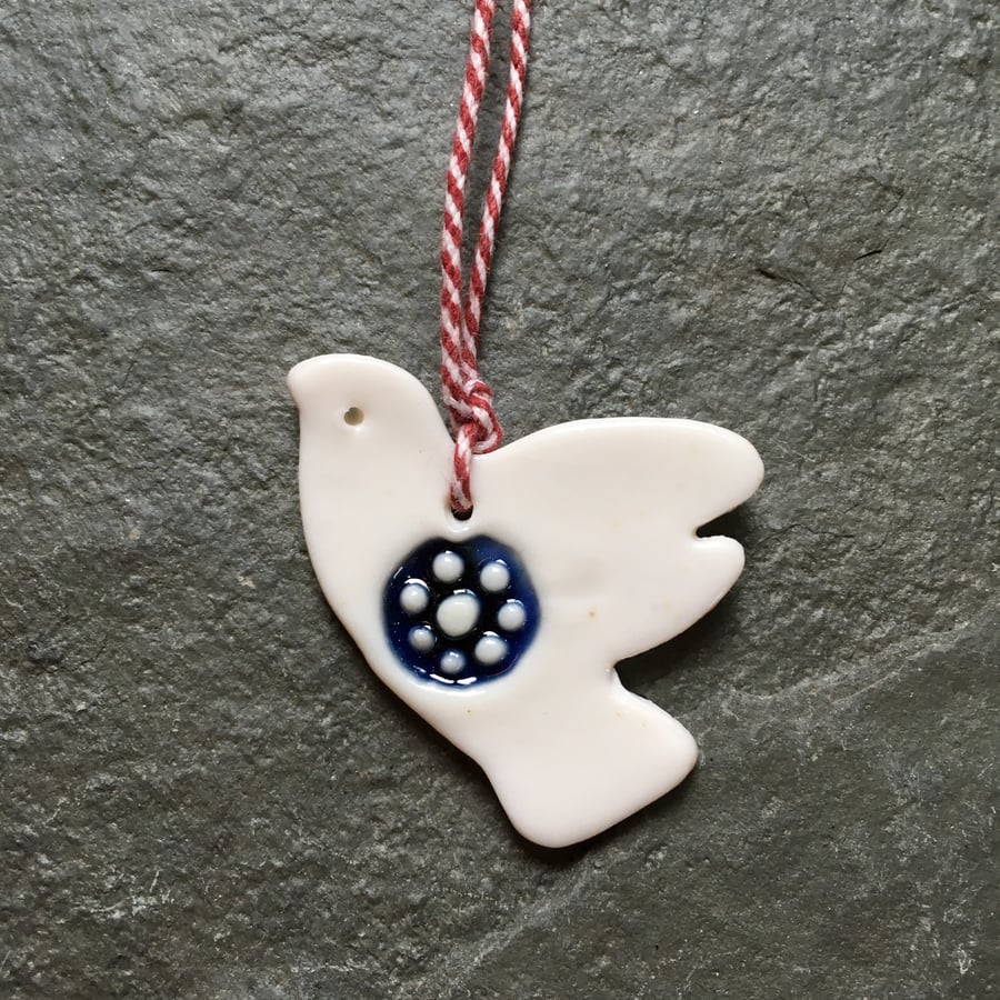 Scandi Porcelain love bird, blue, white, Christmas hygge The Porcelain Menagerie