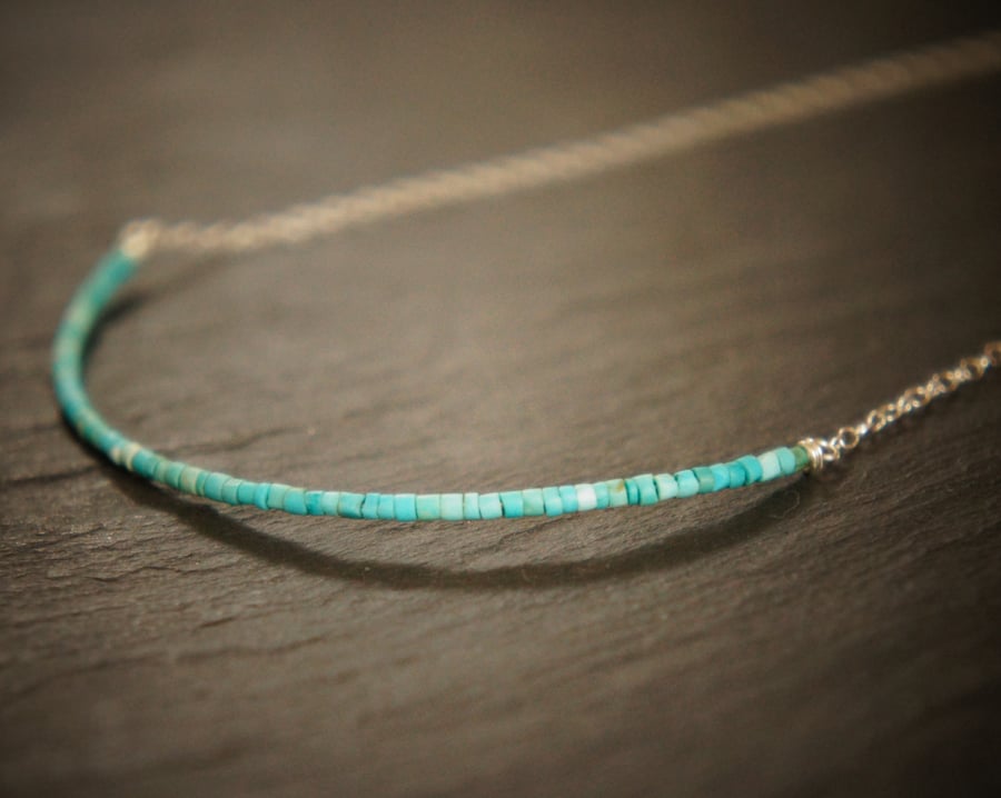 Petit Turquoise and Sterling Silver Necklace