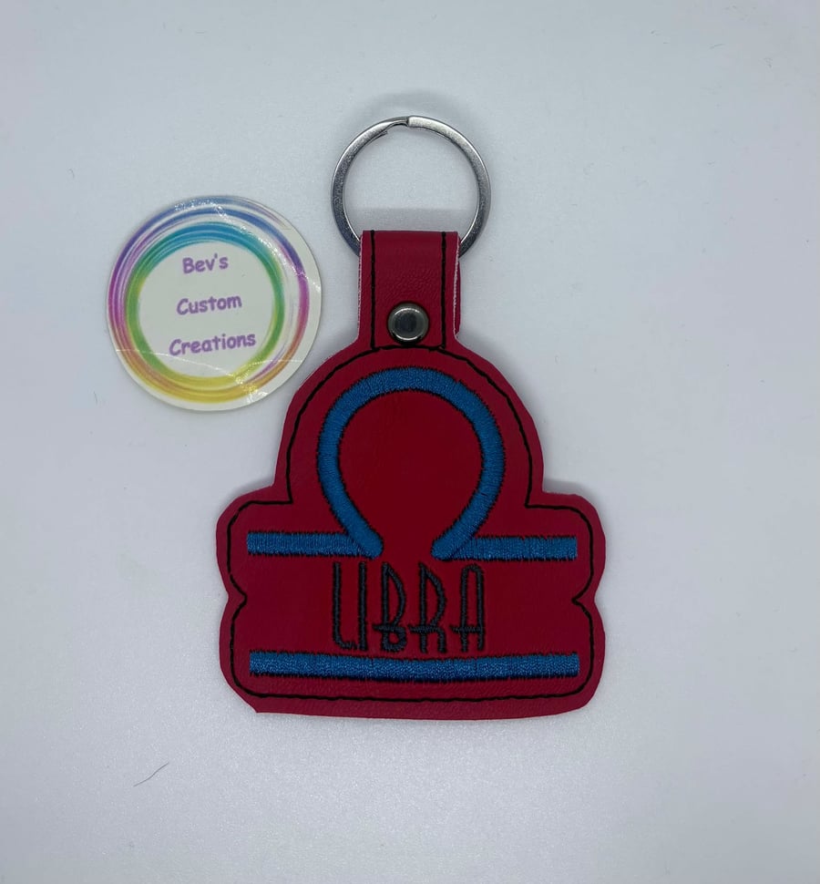 Embroidered Zodiac sign Keyring design - Libra