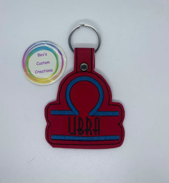 Embroidered Zodiac sign Keyring design - Libra