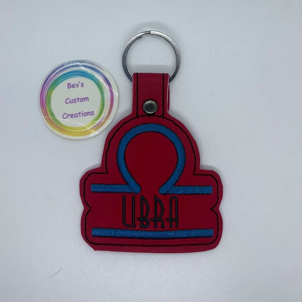 Embroidered Zodiac sign Keyring design - Libra
