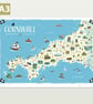 Cornwall illustrated map poster A3 - Image 1