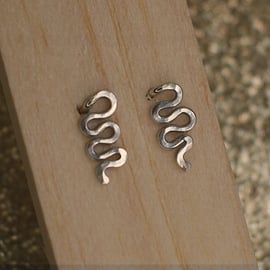 Sterling silver snake stud squiggle earrings -  made to order for you