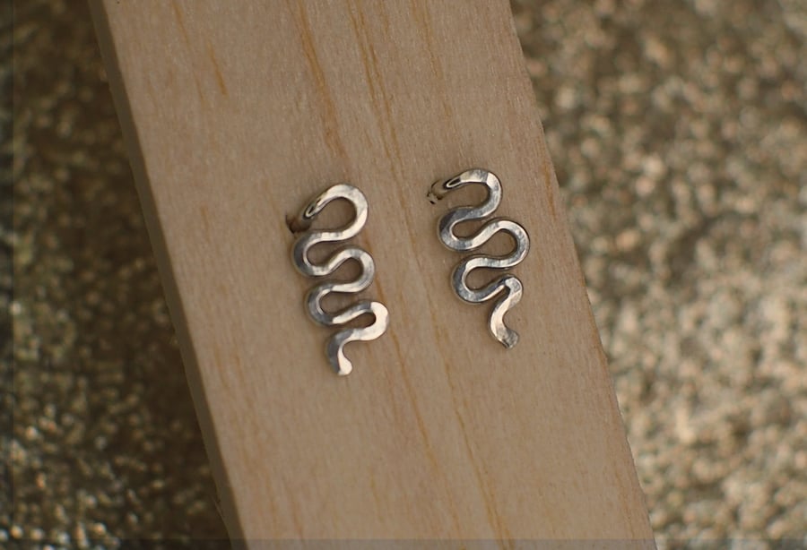Sterling silver snake stud squiggle earrings -  made to order for you