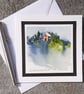 Abstract Handpainted Blank Card Of A Hilltop Cottage With Trees - Image 1