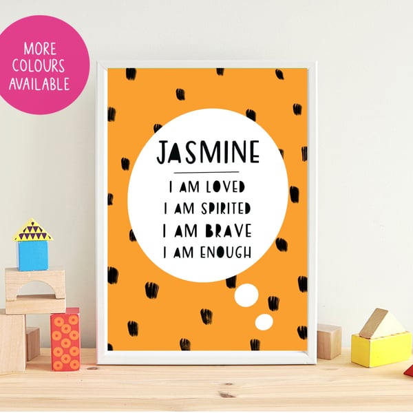 Kids Personalised Affirmations Print, Kids Bedroom Prints, A4 A5 Print