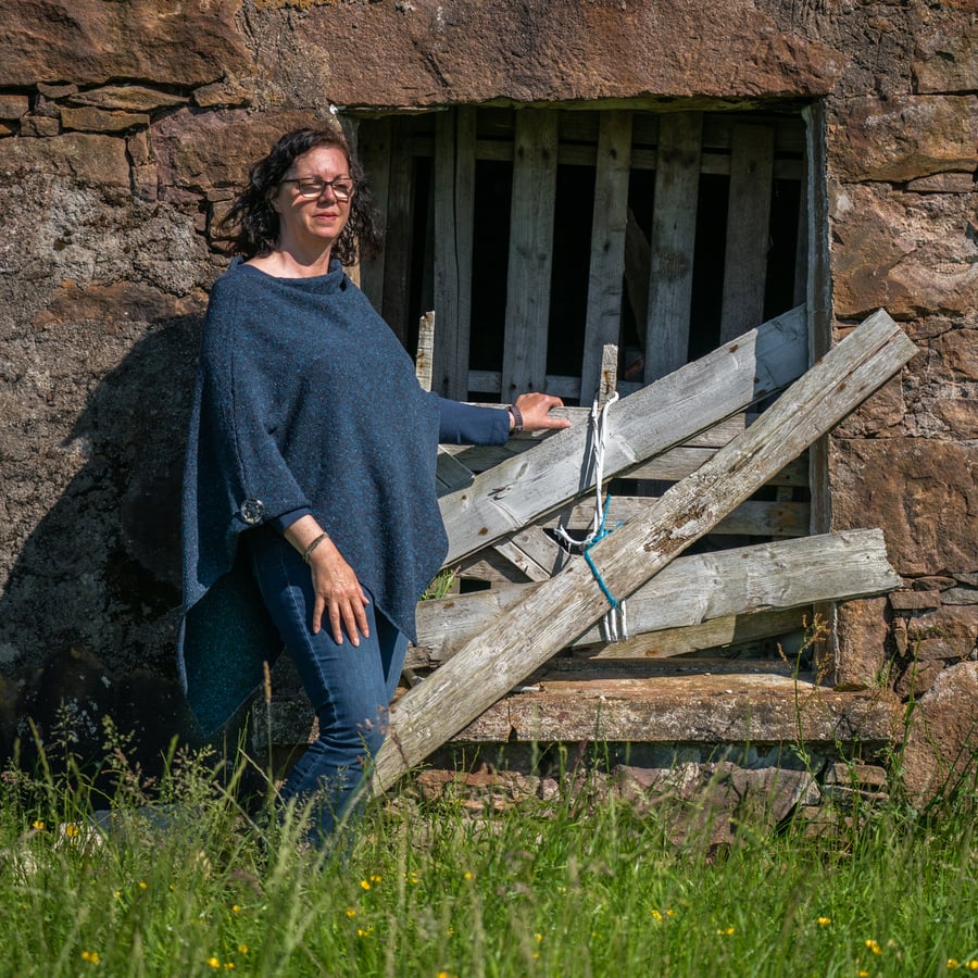 Midnight Crofter Poncho Donegal Merino Wool