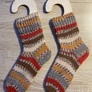 Child's Hand Knitted Wool Socks in Robin Colours