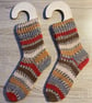 Child's Hand Knitted Wool Socks in Robin Colours