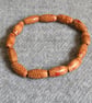 Wooden, Printed Pattern, Cylinder Bead Elastic Bracelet - Image 1