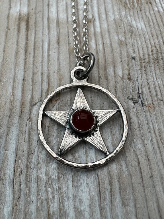 Pentagram Pendant with Carnelian
