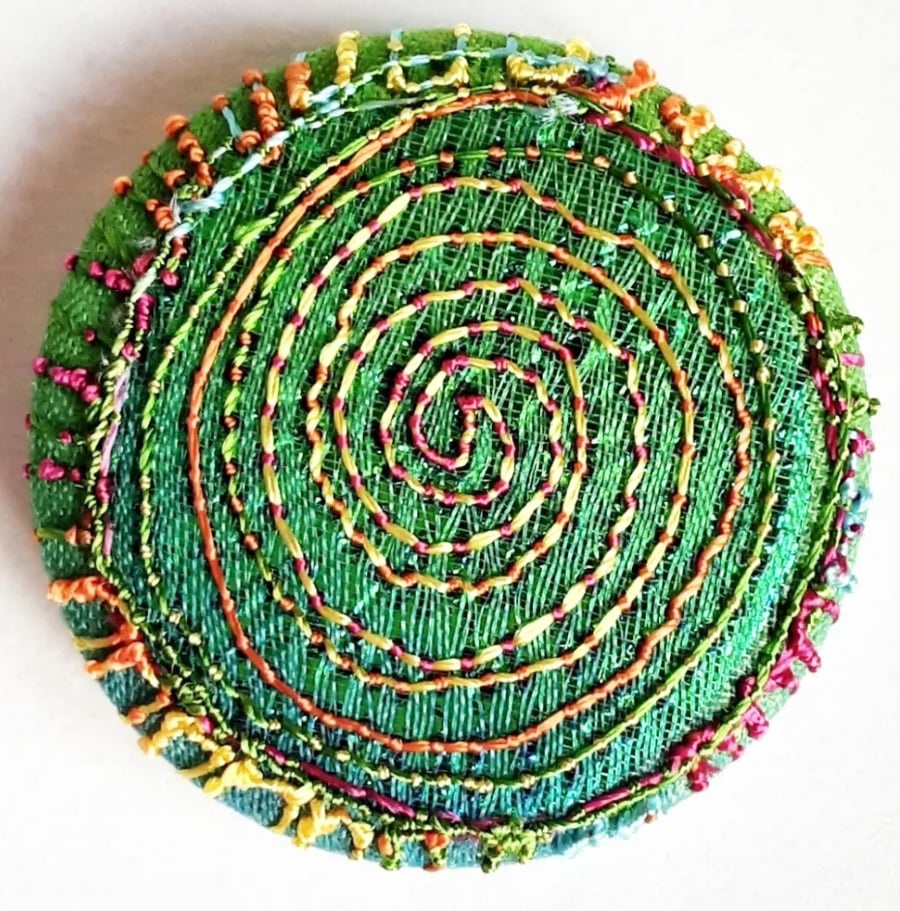 Buttons 1 inch button Hand Dyed Silks and Cottons Free Machine Embroidery Button