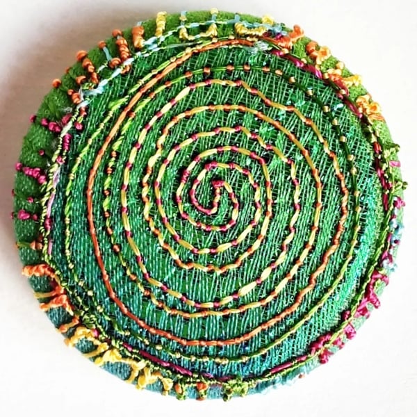 Buttons 1 inch button Hand Dyed Silks and Cottons Free Machine Embroidery Button